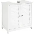 Produktbild: SoBuy Waschbeckenunterschrank Badschrank mit 2 Lamellentüren 60x58x35cm Weiß FRG237-II-W