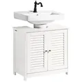 Produktbild: SoBuy Waschbeckenunterschrank FRG237, Waschtischunterschrank mit 2 Türen, verstellbare Ablage Badezimmerschrank Waschbeckenunterschrank Badschrank Unterschrank weiß 60 cm x 58 cm x 35 cm