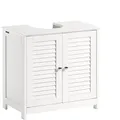 Produktbild: SoBuy Waschbeckenunterschrank mit 2 Türen Weiß 60x35x58cm Rustikal
