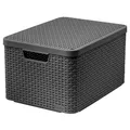 Produktbild: Curver Aufbewahrungsbox Deckel Ordnungsbox Kiste NATURAL STYLE GRAU Rattan L