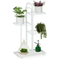 Produktbild: Relaxdays - Pflanzenständer, 4 Ablagen, Pflanzentreppe Blumen & Kräuter, Metall Blumenregal, hbt: 72,5x44x22,5 cm, weiß