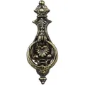 Produktbild: Relaxdays Türklopfer antik, Anschlagring für Haustür, Landhausstil, Gusseisen, HxBxT: 24 x 8,5 x 3 cm, schwarz/bronze