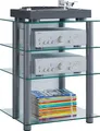 Produktbild: VCM Hifi Möbel | Rack Schrank Phono Regal | Alusäulen | ESG-Glasböden | Maße: H. 70 x B. 59 x T. 48 cm | Phono Mediaregal - Bilus