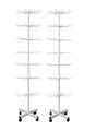Produktbild: 2er Set - Verkaufsständer drehbar Höhe 155cm | rollbares Warenständer 7 Etagen | Drehständer mit 70x Haken aus Metall | Ständer Ladenausstattung Theke | Ladeneinrichtung Kleinartikelständer in [weiß]