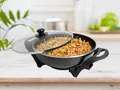 Produktbild: Elektrischer Asia Wok mit Glasdeckel 4,5Ltr. Ø33cm, 1500W Elektro Schmor Pfanne