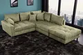 Produktbild: riess-ambiente Ecksofa KENT 220cm grün- Cord, L-Form, Federkern, m. Kissen, FSC-zertifiziert, Einzelartikel 1 Teile, Moderne Wohnlandschaft inkl. Hocker - ideal für Wohnzimmer u. Familien