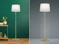 Produktbild: Höhenverstellbare LED Stehleuchte mit großem Stoffschirm Stehlampe einflammig