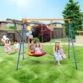 Produktbild: VEVOR Schaukel-Sets für den Garten, 200 kg Tragkraft, mit 1 Tellerschaukelsitz, 1 Gurtschaukelsitz, robustem A-Rahmen-Schaukelständer aus Metall und