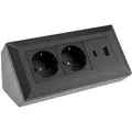Produktbild: CHILITEC Steckdosenblock 23574, 2-fach, USB-A+C, 16A/250V, schwarz