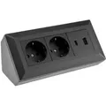 Produktbild: Steckdosenblock 2-Fach, usb-a, usb-c pd, Schwarz