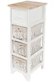 Produktbild: Spetebo Vintage Holz Kommode weiß mit 3 Rattan Körben - 62 x 32 cm - Standregal mit Schublade im Landhaus Stil - Badezimmer Wohnzimmer Regal