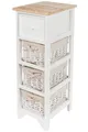 Produktbild: Vintage Holz Kommode weiß m. Körben - 80x32 cm - Landhaus Stand Regal Schublade