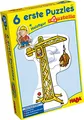 Produktbild: Haba 3901 - 6 erste Puzzles Baustelle, Puzzle mit 6 lustigen Baustellenmotiven für Kinder ab 2 Jahren, mit Bauarbeiterholzfigur zum freien Spielen