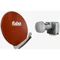 Produktbild: Fuba Sat Anlage 4 Teilnehmer | Satellitenschüssel Komplettset - DAA 650 R Sat-Schüssel 60x65cm Alu rot + Fuba DEK 417 Quad LNB 4 Teilnehmer (DVB-S2