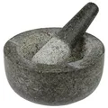 Produktbild: JADE TEMPLE 17036 Steinmörser mit Stößel im Set, effektives und einfaches mörsern, aus massivem Granit mit 15,5 cm Durchmesser und 8 cm Höhe, Grau