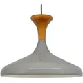 Produktbild: Schlichte Pendelleuchte mit Grau Holzkopfteil - Vintage-Kronleuchter E27 Ø35 cm für Wohnzimmer, Schlafzimmer oder Esszimmer