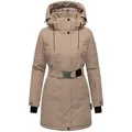 Produktbild: Navahoo Wintermantel Frostkuss 14 Warmer Damen Mantel mit abnehmbarer Kapuze und Taillengürtel braun S (36)
