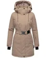 Produktbild: Navahoo Damen Wintermantel warmer Parka mit abnehmbarer Kapuze und Taillengürtel Frostkuss 14 Taupe Grey Gr. S