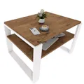 Produktbild: CraftPAK Wohnzimmer Tisch für Couch aus hochwertigem Holzwerkstoff, Stabiler & moderner Couchtisch mit zusätzlicher Ablagefläche, Model Kaja, Farbe Retro-Weiß