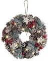 Produktbild: infactory Türkranz: Advents- und Weihnachtskranz mit LED-Beleuchtung, grün, rot, Ø 30 cm (Türkranz Weihnachten außen, Weihnachtskranz Tür außen, Winter)