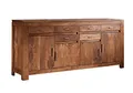Produktbild: MASSIVMOEBEL24.DE | Shaman massives Sideboard golden Honey - lackiert Akazienholz 4 Türen - 6 Schubladen 200x45x90 + Metallgriffe Kommode Tv-Sideboard Wohnzimmer-Schrank