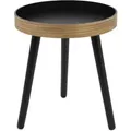 Produktbild: Holz Beistelltisch mit runder Tischplatte schwarz natur – ca. ø 38 cm – Deko Sofa Tisch – kompakt modern