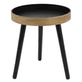 Produktbild: Spetebo Holz Beistelltisch mit runder Tischplatte schwarz Natur – ca. Ø 38 cm – Deko Sofa Tisch – kompakt modern – Wohnzimmer Ablagetisch