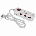 Produktbild: Heitronic Tischsteckdose weiß 3-Fach mit 3 Schaltern und Hauptschalter 1,5 Meter Kabel mit Stecker