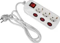 Produktbild: Heitronic 45190 Steckdosenleiste mit Schalter 3fach Weiß Schutzkontakt 1St.