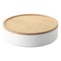 Produktbild: YAMAZAKI 5801 RIN Storage Case with Lid Round, white, Steel/Wood, 22 x 22 x 6 cm