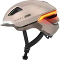 Produktbild: ABUS Fahrradhelm HYP-E - Helm mit Frontlicht, Rücklicht und Blinklicht - geeignet auch fürs Fahrradfahren auf E-Bike und S-Pedelec - für Jugendl... - Beige