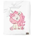 Produktbild: Be Mammy Warme Kuscheldecke Babydecke Blanket Baby Geschenk BE20-168 (Weiß - Einhorn)