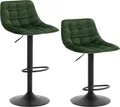 Produktbild: WOLTU 2er-Set Barhocker Barstuhl Tresenhocker Bistrohocker mit Rückenlehne, aus Samt und Metall, höhenverstellbar drehbar Dunkelgrün