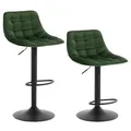 Produktbild: WOLTU 2er Set Barhocker Küchenstuhl Barstuhl mit Rückenlehne und Einstellgriff, höhenverstellbar & 360° drehbar, Tresenhocker Bar Hocker aus hochwertigem Samt und Metall, Dunkelgrün
