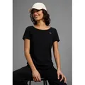 Produktbild: T-Shirt ARIZONA, Damen, Gr. 36/38, schwarz, Jersey, Obermaterial: 50% Baumwolle, 50% Modal, bestickt, unifarben, Basic, figurbetont hüftbedeckend, Shirts T-Shirt, Kurzarm, figurbetont, Basic-Stil, aus Baumwollmischung