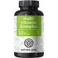 Produktbild: NATURE LOVE® Multivitamin Komplex – 180 Kapseln – Vit A-Z & Mineralstoffe – Grünteeextrakt