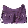 Produktbild: Christian Wippermann Große Canvas Umhängetasche Damen - Stofftasche mit Reißverschluss - 32x26x13 cm - Verstellbarer Trageriemen bis 135 cm - Mehrere Fächer, Lila - Luxuriöse Schultertasche