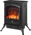 Produktbild: HOMCOM Elektrokamin Elektrischer Heizung Elektro Kamin Kaminofen Flammeneffekt 1000/2000W Überhitzungs-Schutz Schwarz 45 x 28 x 54 cm