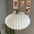 Produktbild: bamyum Elegant Pendelleuchte Vintage Glas Weiß, 30 cm Retro Hängelampe Esstich, Pendelleampe Kugel Glas, Küchenlampe Wohnzimmer E27, Glaslampe Hangend Esstich, Lampenschirm