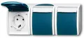 Produktbild: Busch-Jaeger 2300/3 EWN-53 SCHUKO Steckdose 3-fach, Grau/Blaugrün, ocean (IP 44) (2CKA002084A0704)