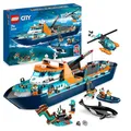 Produktbild: LEGO City Arktis-Forschungsschiff, großes schwimmfähiges Spielzeug-Boot mit Hubschrauber, Beiboot, ROV-U-Boot, Wikingerschiffswrack, 7 Minifiguren & Orca-Figur, Geschenk für Kinder ab 7 Jahren 60368