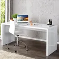Produktbild: cagü: Design Schreibtisch [SOHO] Weiß Hochglanz  140cm x 60cm - Weiß