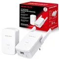 Produktbild: Mercusys AV1000 Gigabit Powerline Starter Kit, Data Transfer Speed Up to 1000 Mbps, Eliminate WiFi Dead Zones,with Extend 300 Mbps WiFi, No Configuration Required (MP510 KIT), White
