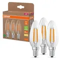 Produktbild: 3er Set Osram E14 LED Kerzenlampe CLASSIC besonders effizient klar 2,2W wie 40W 2700K warmweißes Licht - Sehr gute Energieeffizienz