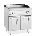 Produktbild: Royal Catering Doppel-Elektro-Grillplatte mit Unterschrank 10,8 kW geriffelt Überhitzungsschutz Spritzschutz entnehmbare Fettauffangschale 50-300 °C Edelstahl Chromstahl Griddleplatte