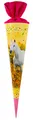 Produktbild: goldbuch 97 117 Schultüte Chiara, Geschenktüte mit Pferd als Motiv, Lackkarton, Geschenkverpackung mit pinkem Filzverschluss (ohne Verschlussband), Zuckertüte rund, Länge 70 cm, Ø 19 cm, Gelb