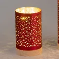Produktbild: LED Tischlampe Zylinder STARS Sterne rot H. 20cm aus Glas Formano W25