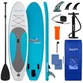 Produktbild: SereneLife Stand Up Paddling Board Marineblau Aufblasbares SUP Set mit Paddel, Pumpe und Tasche Touring SUP für Kinder und Erwachsene rutschfest tragbar für See Fluss und Meer 155 kg Tragkraft