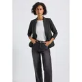 Produktbild: Jackenblazer STREET ONE, Damen, Gr. 46, grün (schwarz), Web, Obermaterial: 84% Polyester, 13% Viskose, 3% Elasthan, meliert, tailliert hüftlang, V-Ausschnitt, Blazer, mit Reverskragen