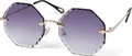 Produktbild: styleBREAKER Damen Runde Sonnenbrille Rahmenlos mit getönten Gläsern im Diamant Schliff, Geprägte Bügel, Vieleckige Gläser 09020118